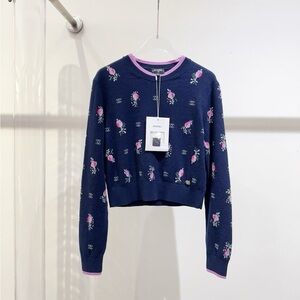 Authentic CHANEL Dark Blue and Pink Knit Top